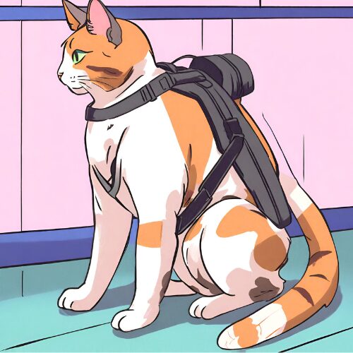 cat in a harness